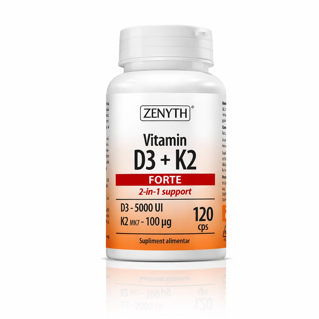 Vitamina D3+K2 FORTE, Zenyth, Vitamin D3+K2 Forte, 120 Capsule