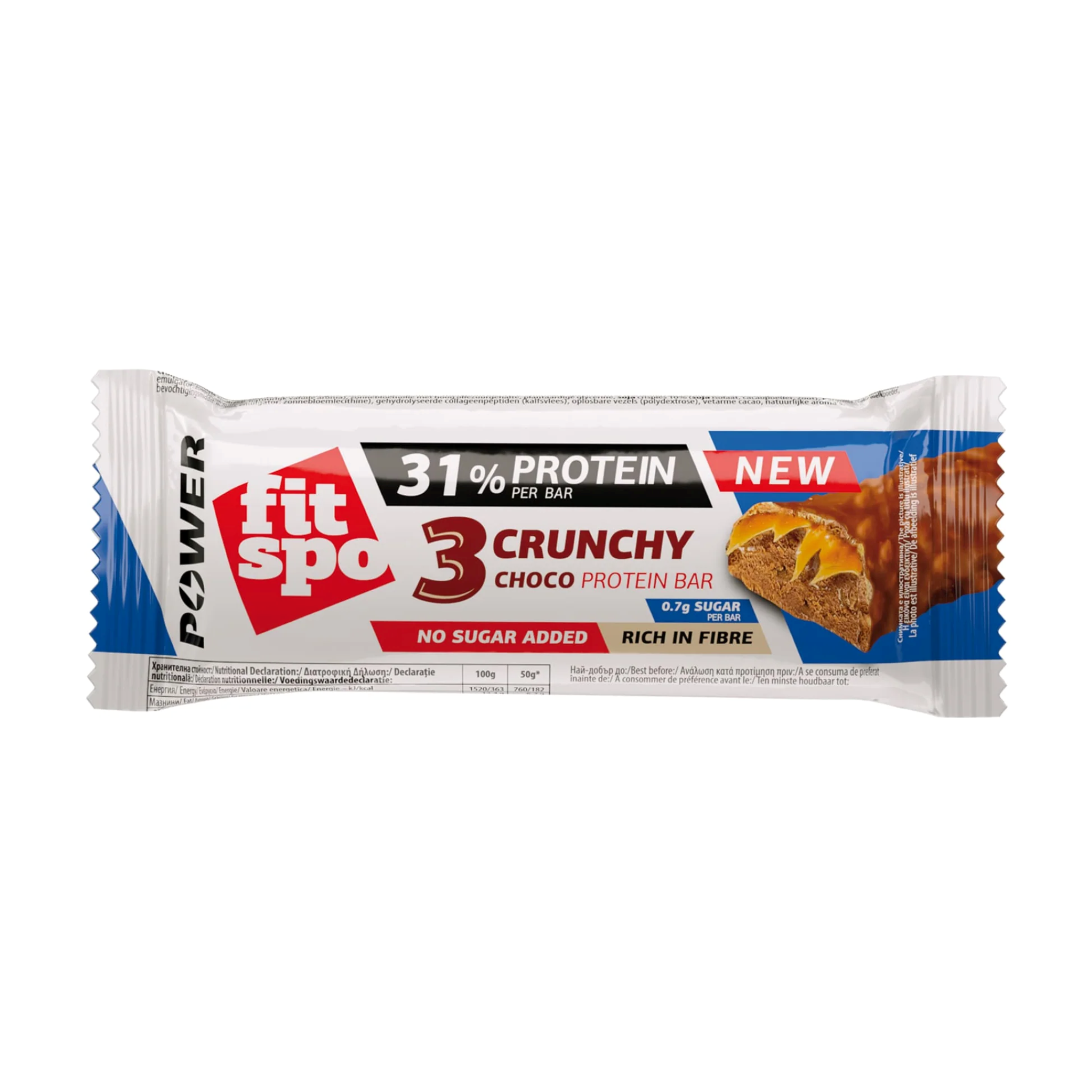 Baton Proteic, FitSpo, 3 Crunchy Protein Bar, 50g