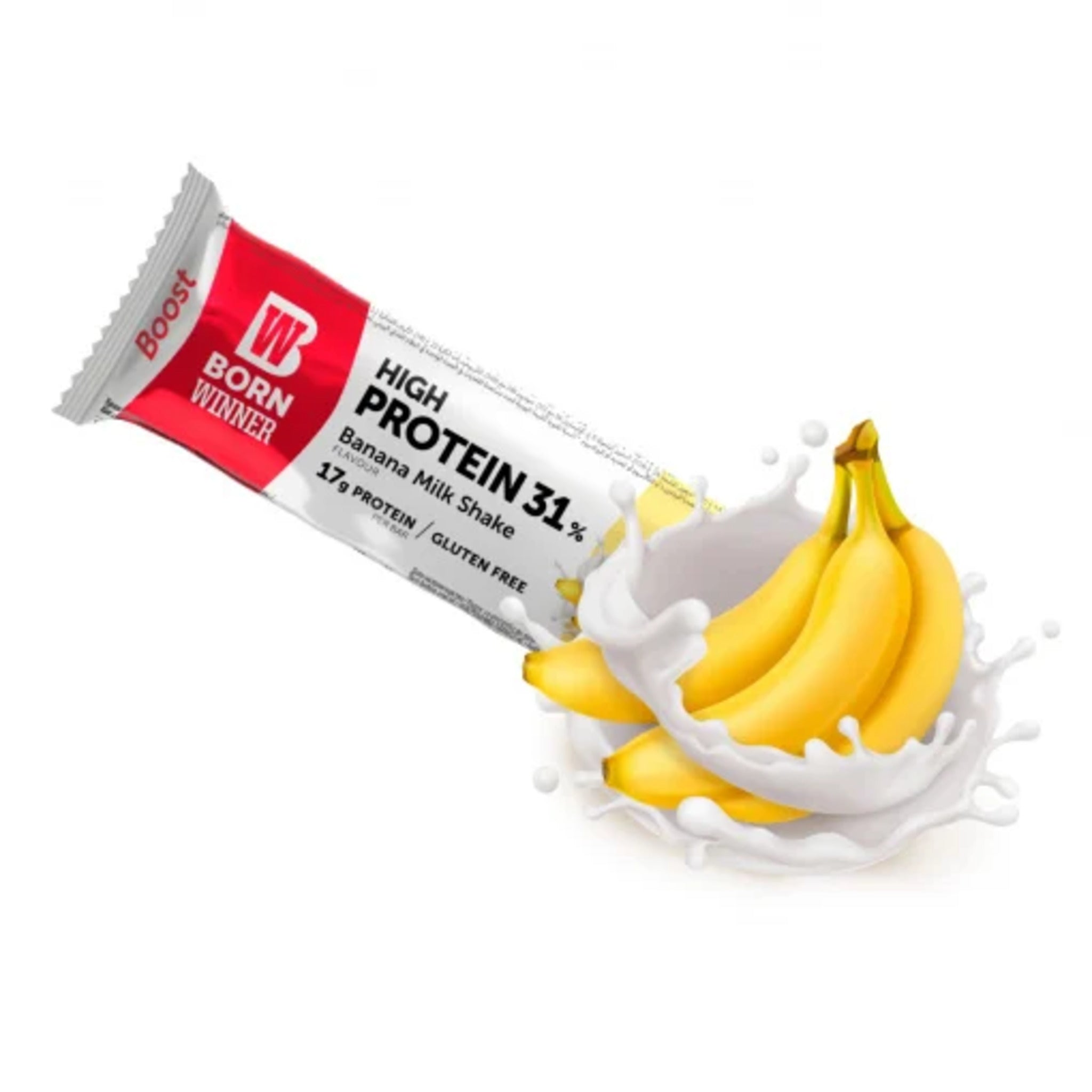 Baton Proteic, Born Winner, Boost Series, High Protein Bar, 55g, Banana Milk Shake