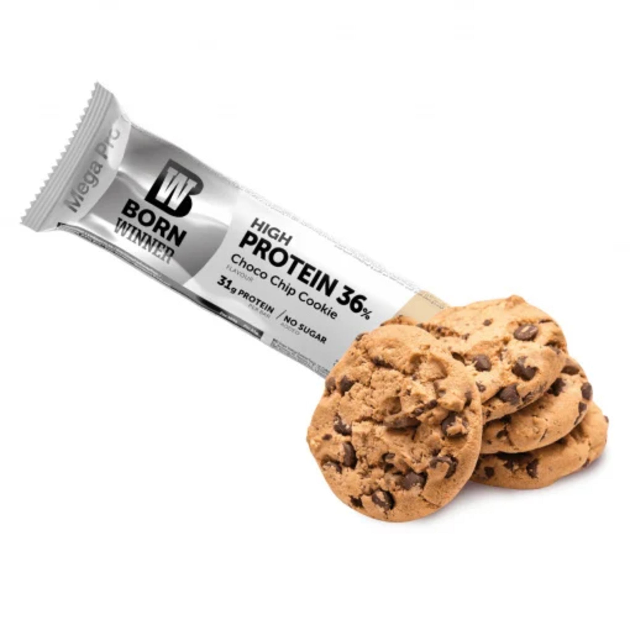 Baton Proteic, Born Winner, Mega Pro High Protein, 85g, Choco Chip Cookie