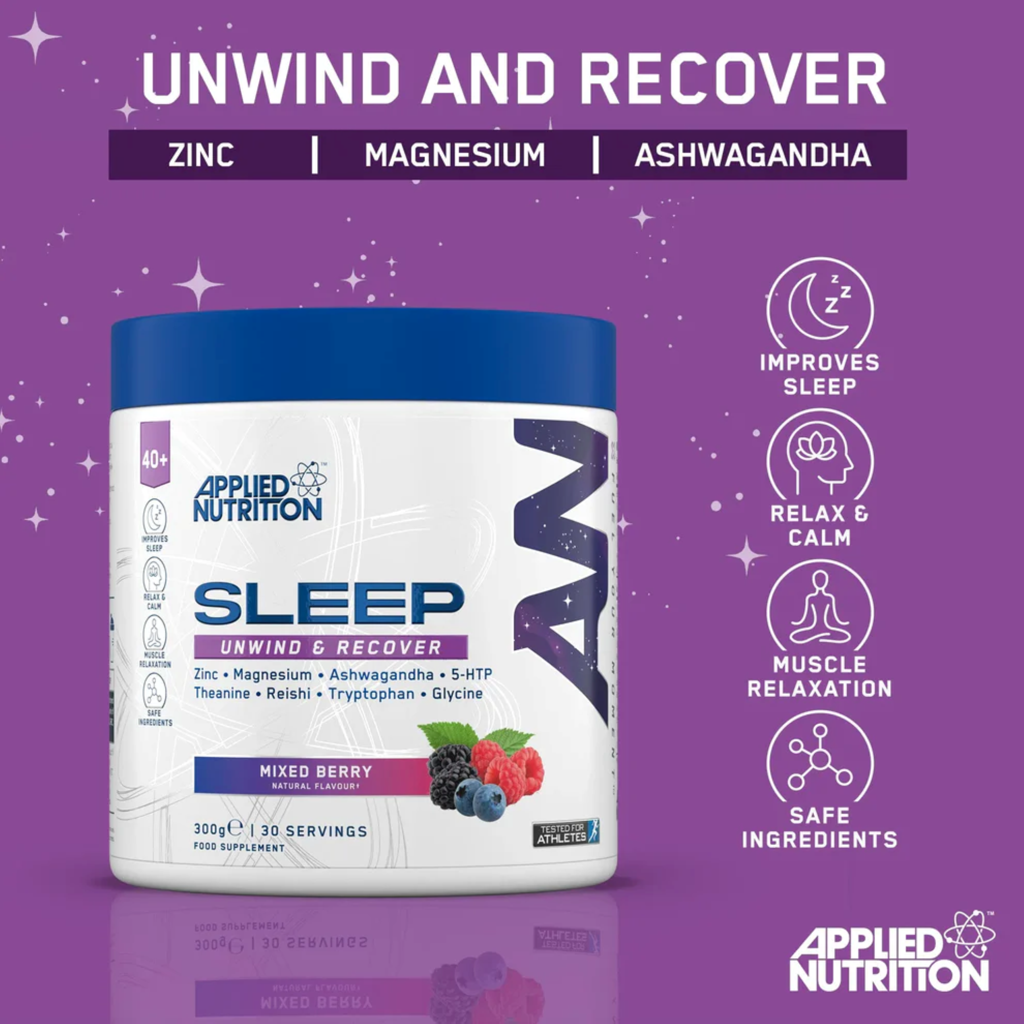 Supliment pentru Igiena Somnului, Applied Nutrition, Sleep, Unwind & Recover, 300g