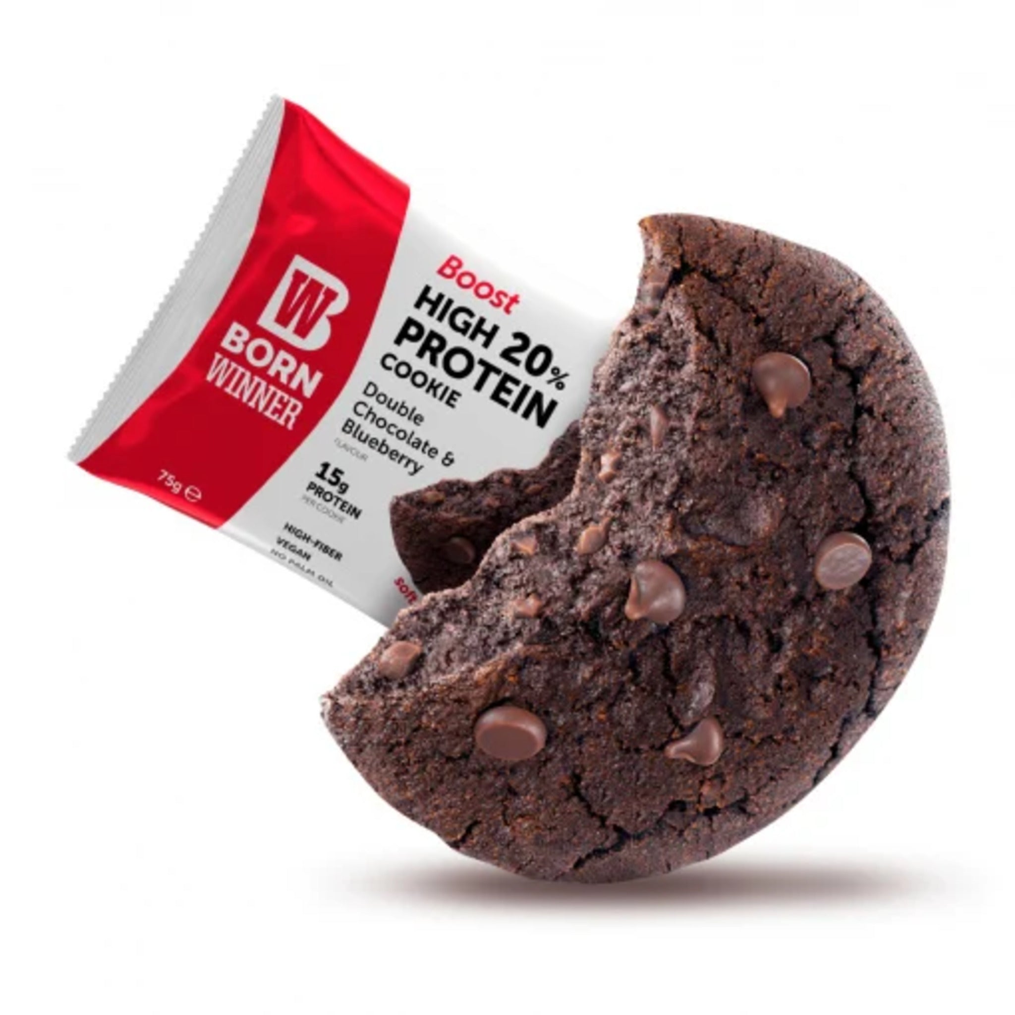 Prajitura Proteica, Born Winner, High Protein Cookie, 75g Double Chocolate & Blueberry