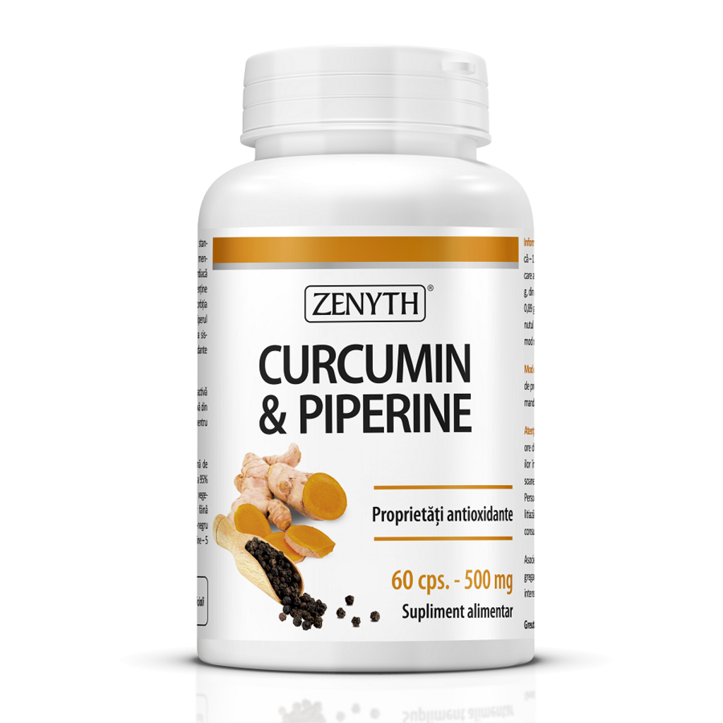 Curcumină și Piperină, Zenyth, Curcumin & Piperine, 60 Capsule