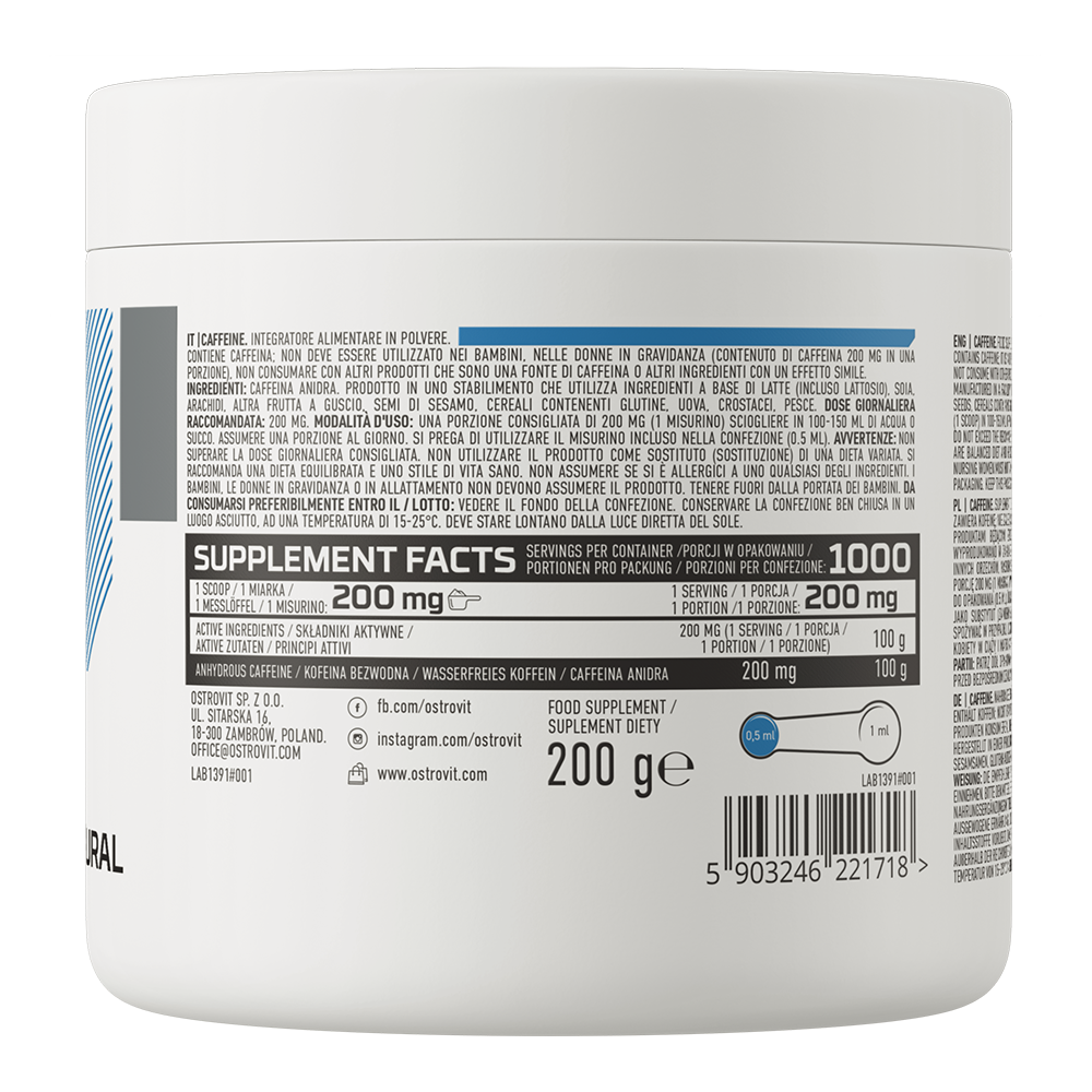 Cafeina Pudra, OstroVit, Caffeine, 200g