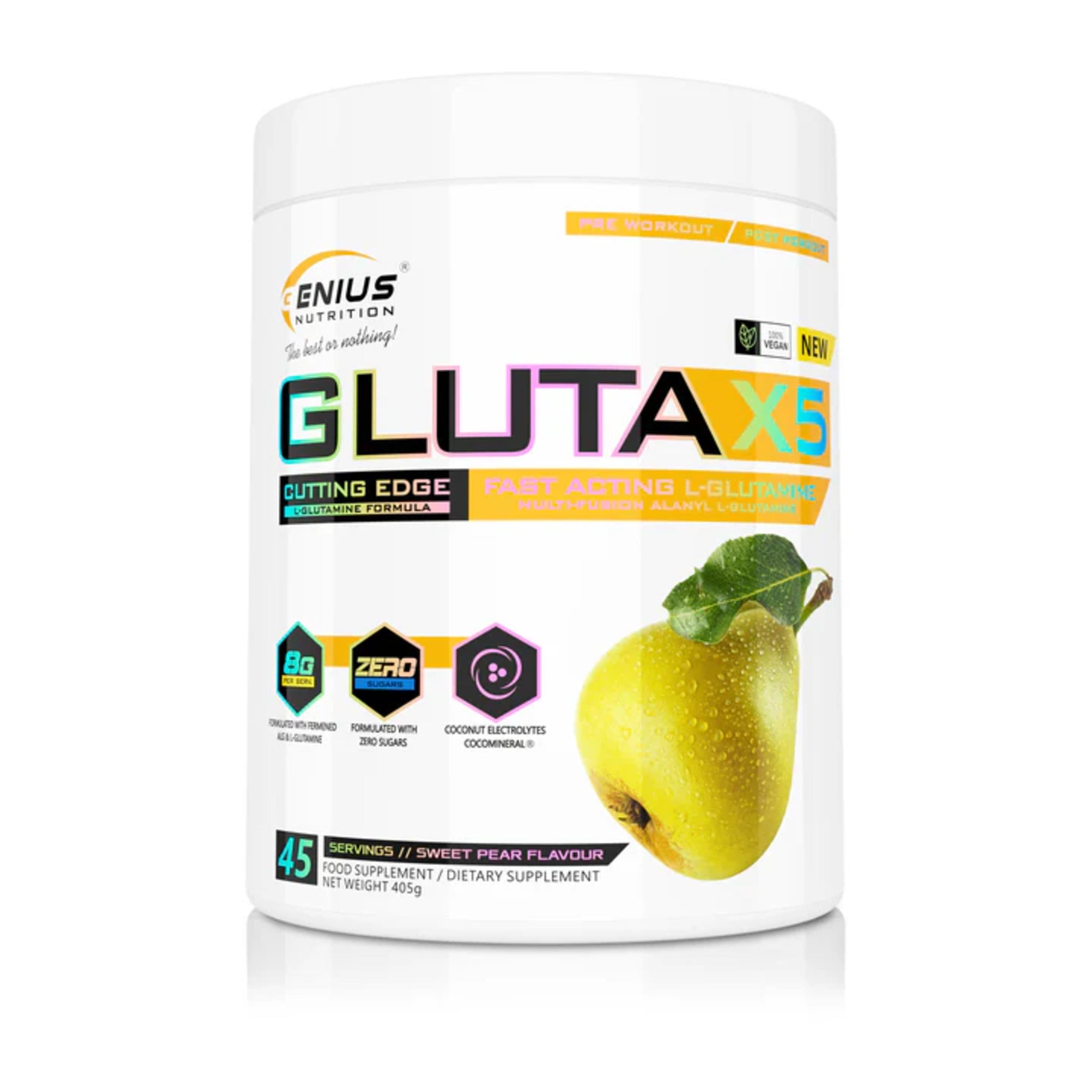 Glutamina Pudra, Genius Nutrition, Gluta-X5, 405g