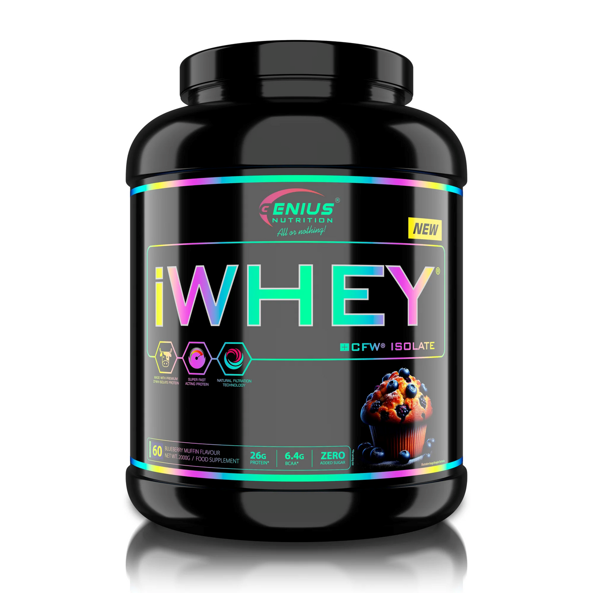 Proteina din Zer Izolat, Genius Nutrition, iWhey Isolate, 2000g