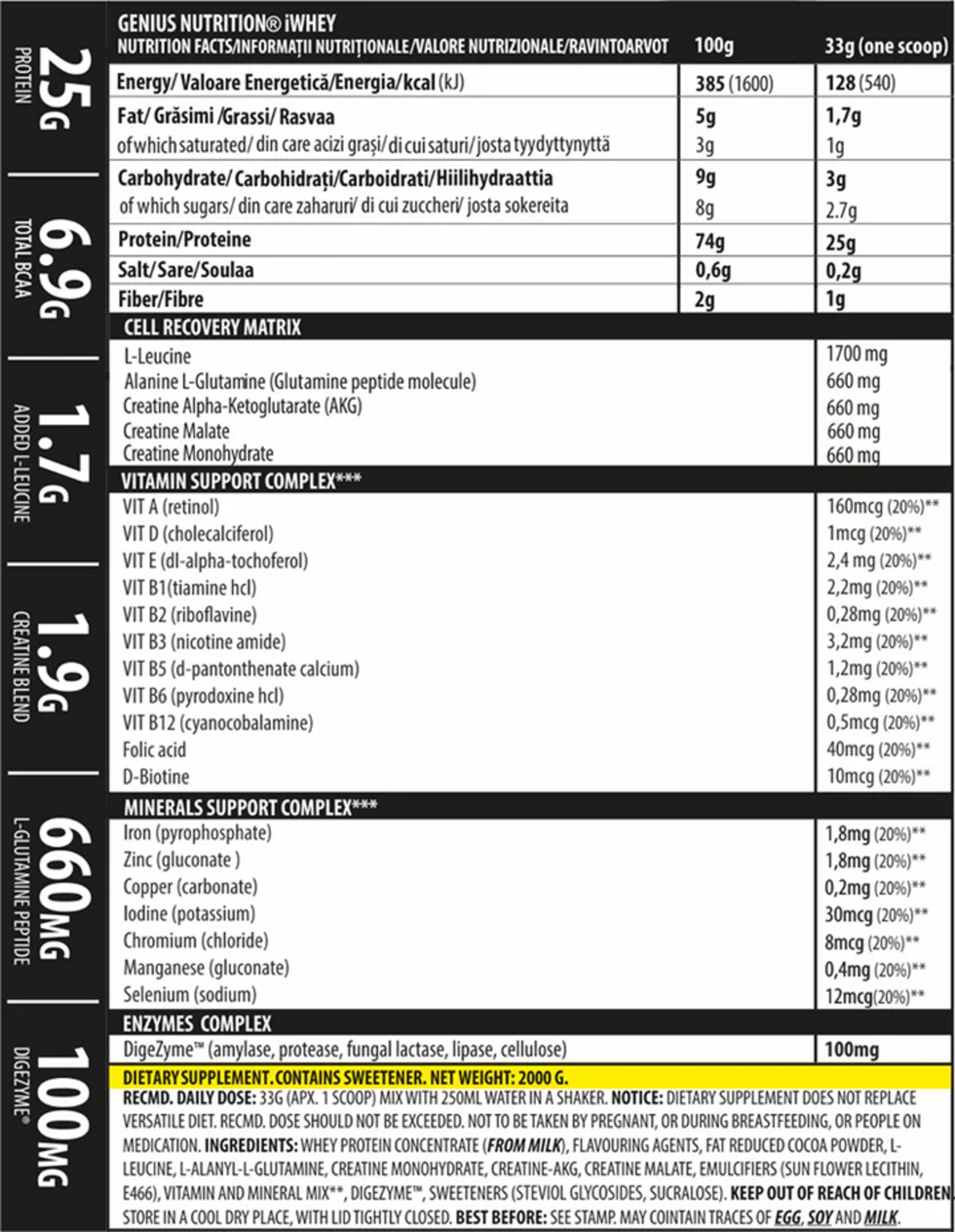 Concentrat Proteic din Zer, Genius Nutrition, iWhey, 2000g