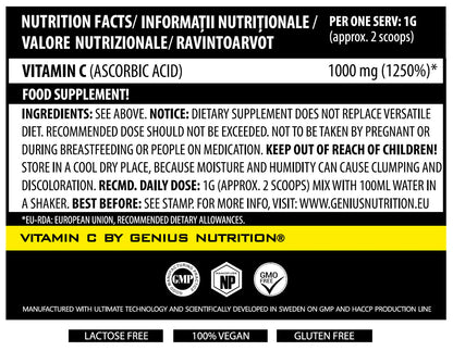 Vitamina C Pudra, Genius Nutrition, Vitamin C, 200g