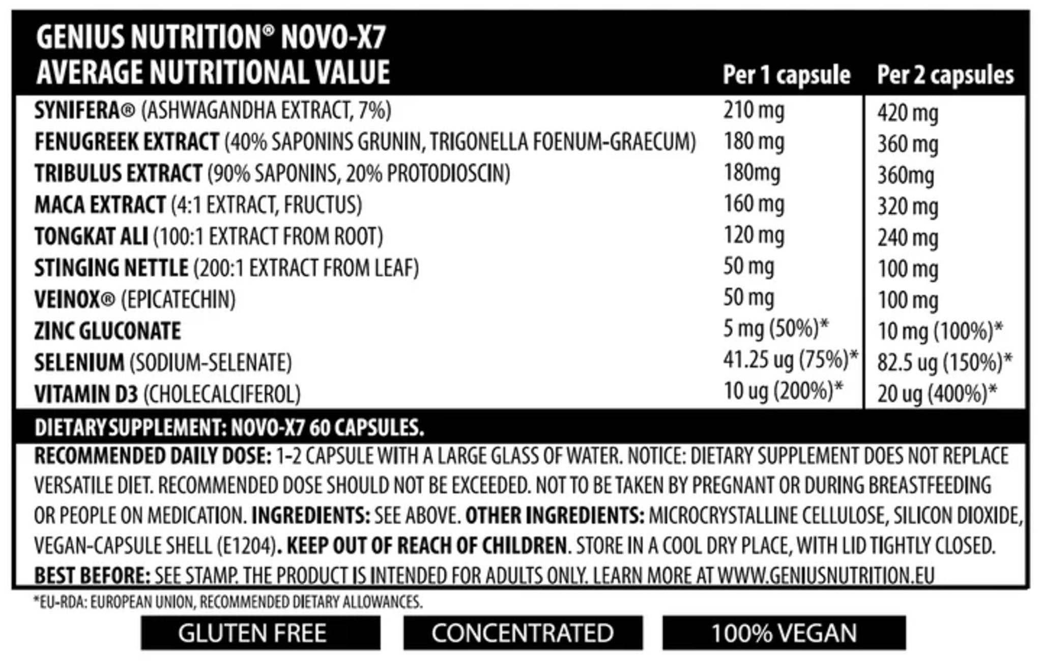 Performanta Sportiva, Genius Nutrition, Novo-X7, 60 Capsule