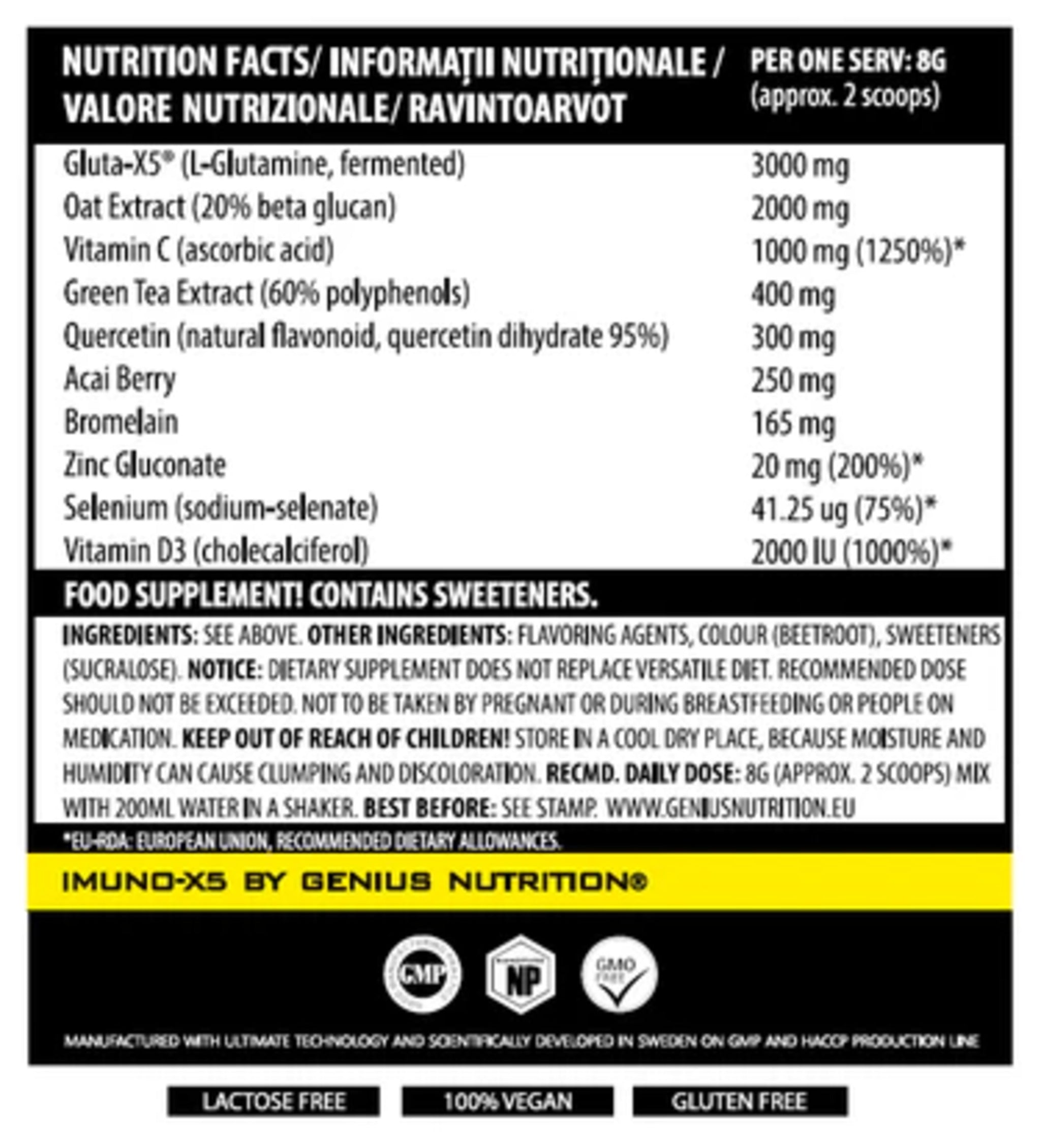 Supliment Alimentar pentru Imunitate, Genius Nutrition, Imuno-X5, 240g