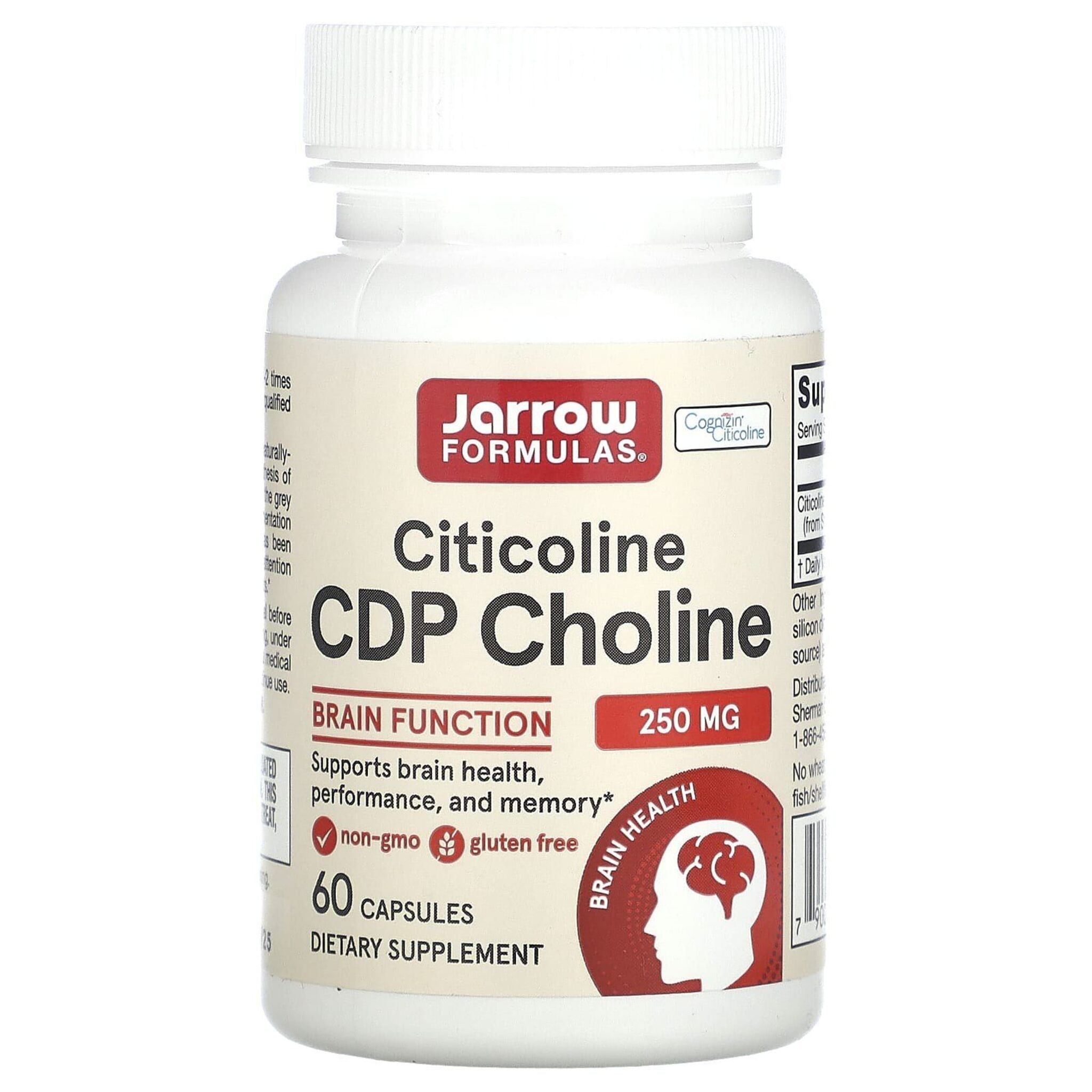 Citicolina, Jarrow Formulas, Citicoline CDP Choline 250mg, 60 Capsule