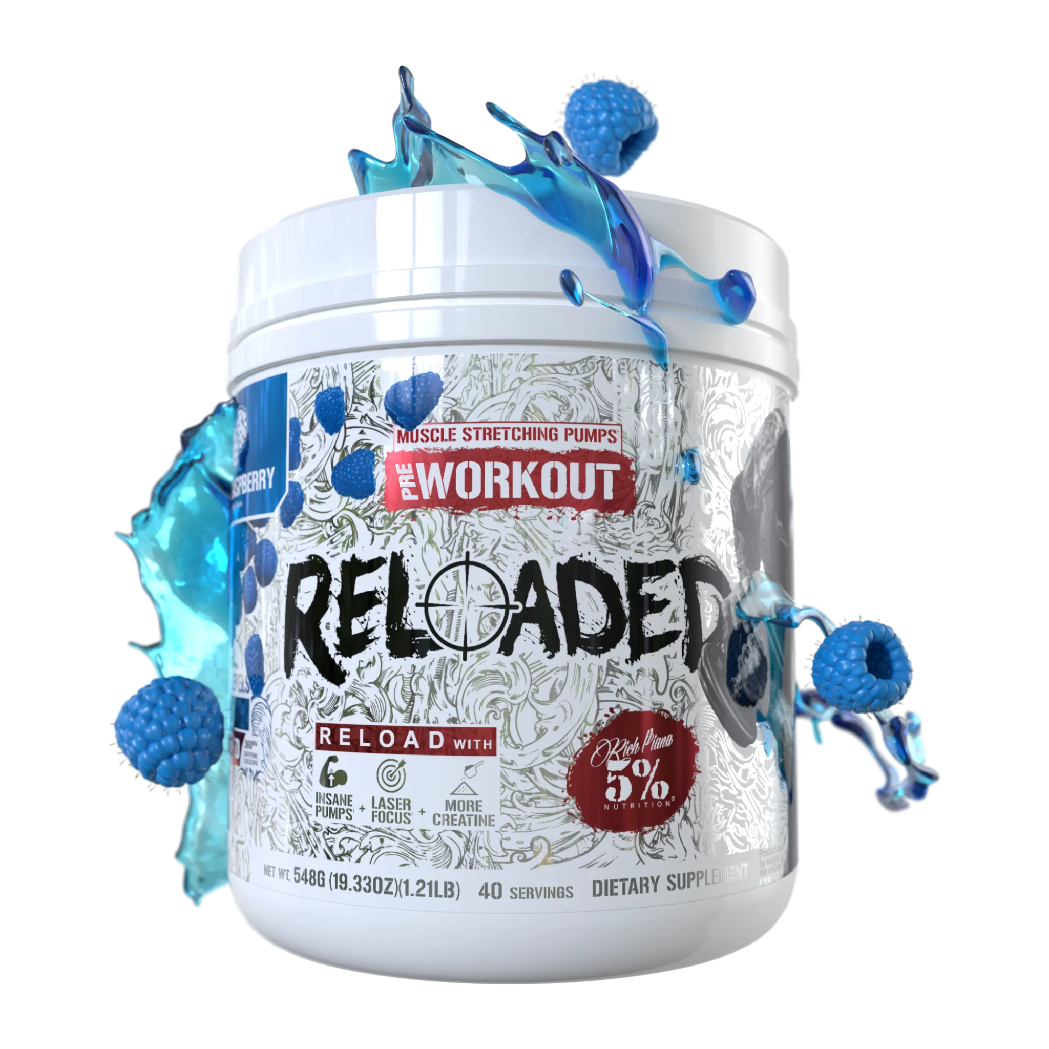 Pre-Workout, 5% Rich Piana, Reloaded, 20/40 Servings