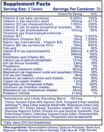 Complex Vitamine si Minerale + Booster Testosteron, Hi-Tech Pharma, Testovite, 90 Tablete