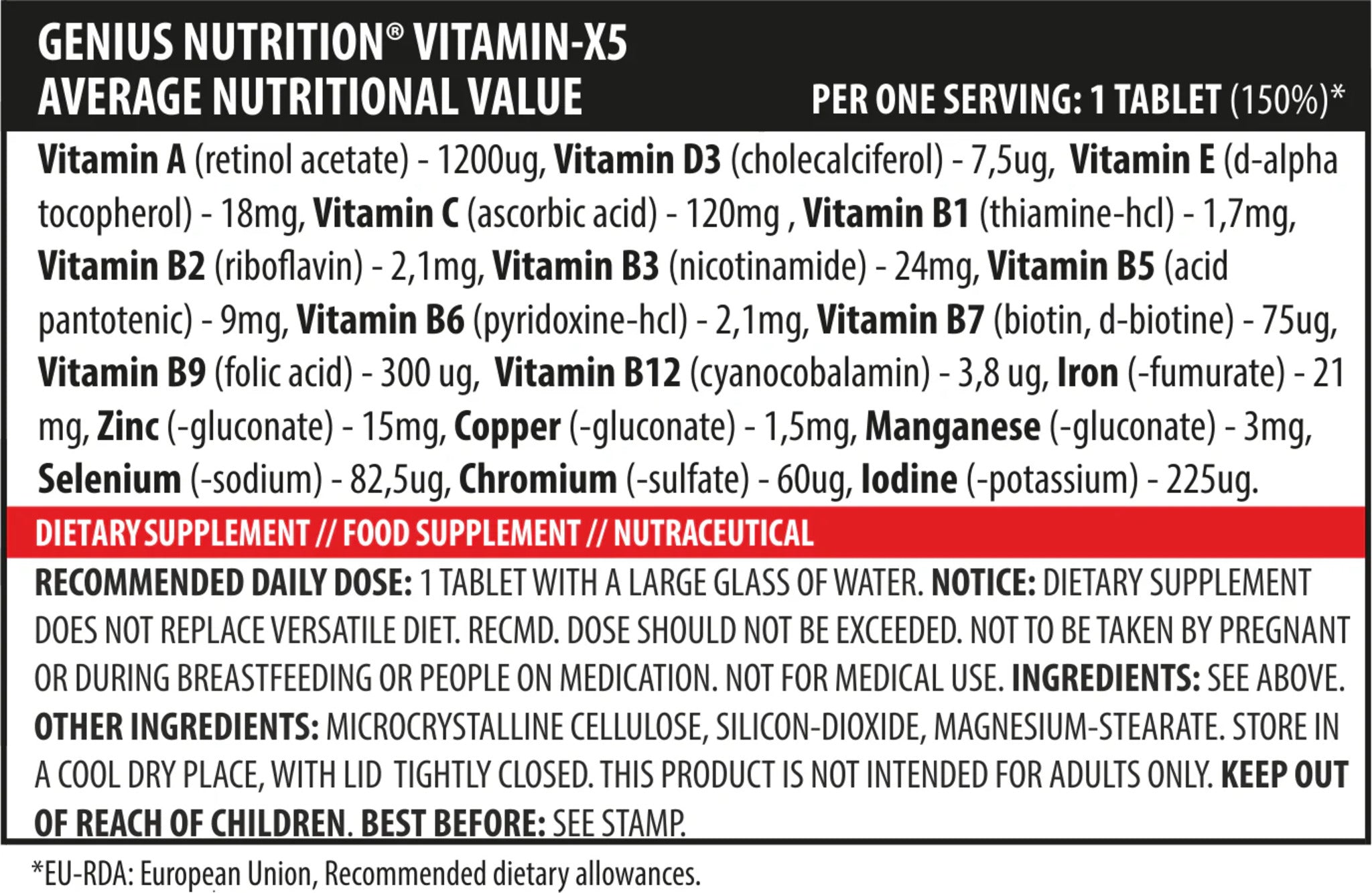 Complex Vitamine, Genius Nutrition, Vitamin-X5, 120 Capsule