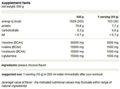 Aminoacizi pudra BCAA , Weider Premium BCAA 500g - gym-stack.ro