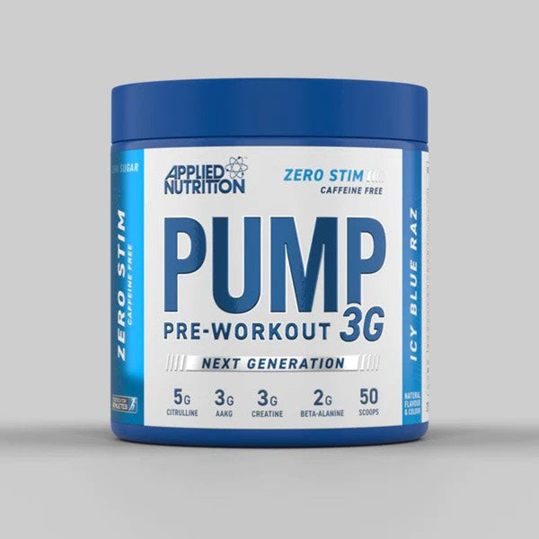 Applied Nutrition Pre-Workout, PUMP 3G, Zero Stim, 375g, fara cafeina - gym-stack.ro