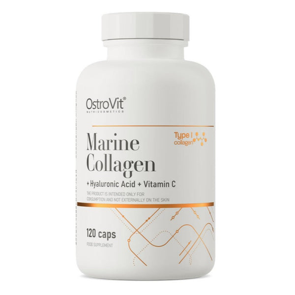 Colagen marin capsule , OstriVit, Marine Collagen + Hyaluronic Acid + Vitamin C, 120caps - gym-stack.ro