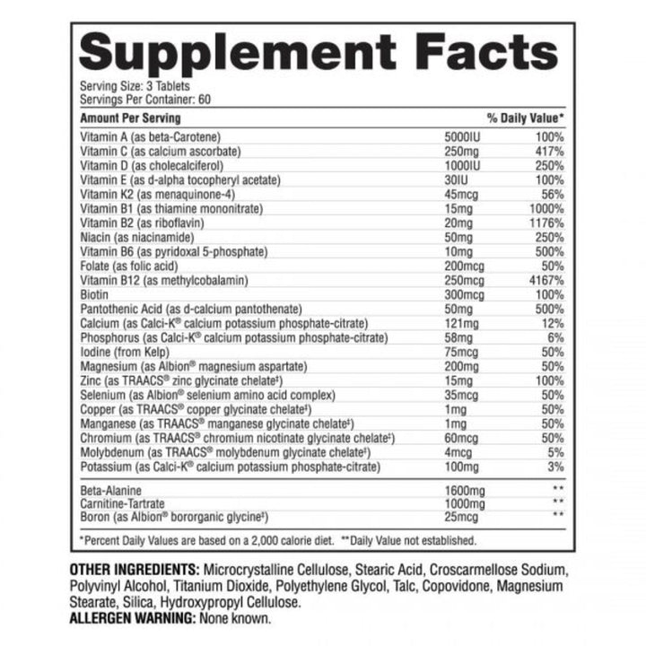 Complex vitamine si minerale , Gaspari Anavite 180 Tablete - gym-stack.ro