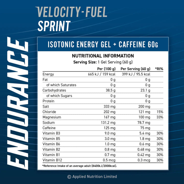 Gel Energizant, Applied Nutrition, Gel Endurance, Velocity-Fuel Sprint, 60g - gym-stack.ro