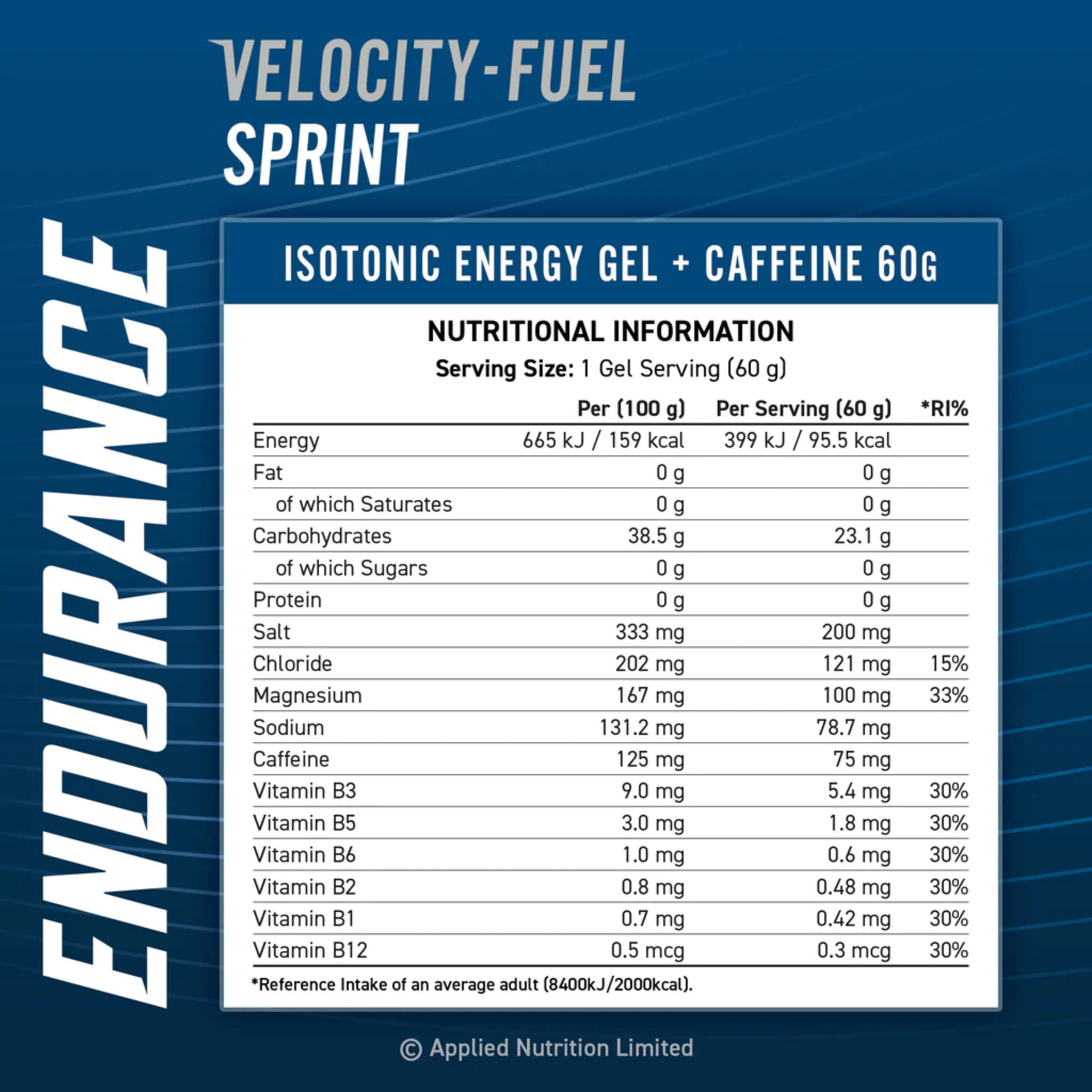 Gel Energizant, Applied Nutrition, Gel Endurance, Velocity-Fuel Sprint, 60g