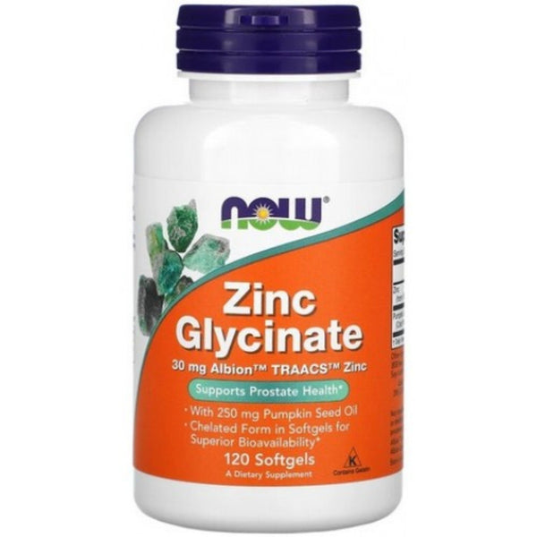 Glicinat De Zinc, Now Zinc Glycinate, 120 softgels - gym-stack.ro