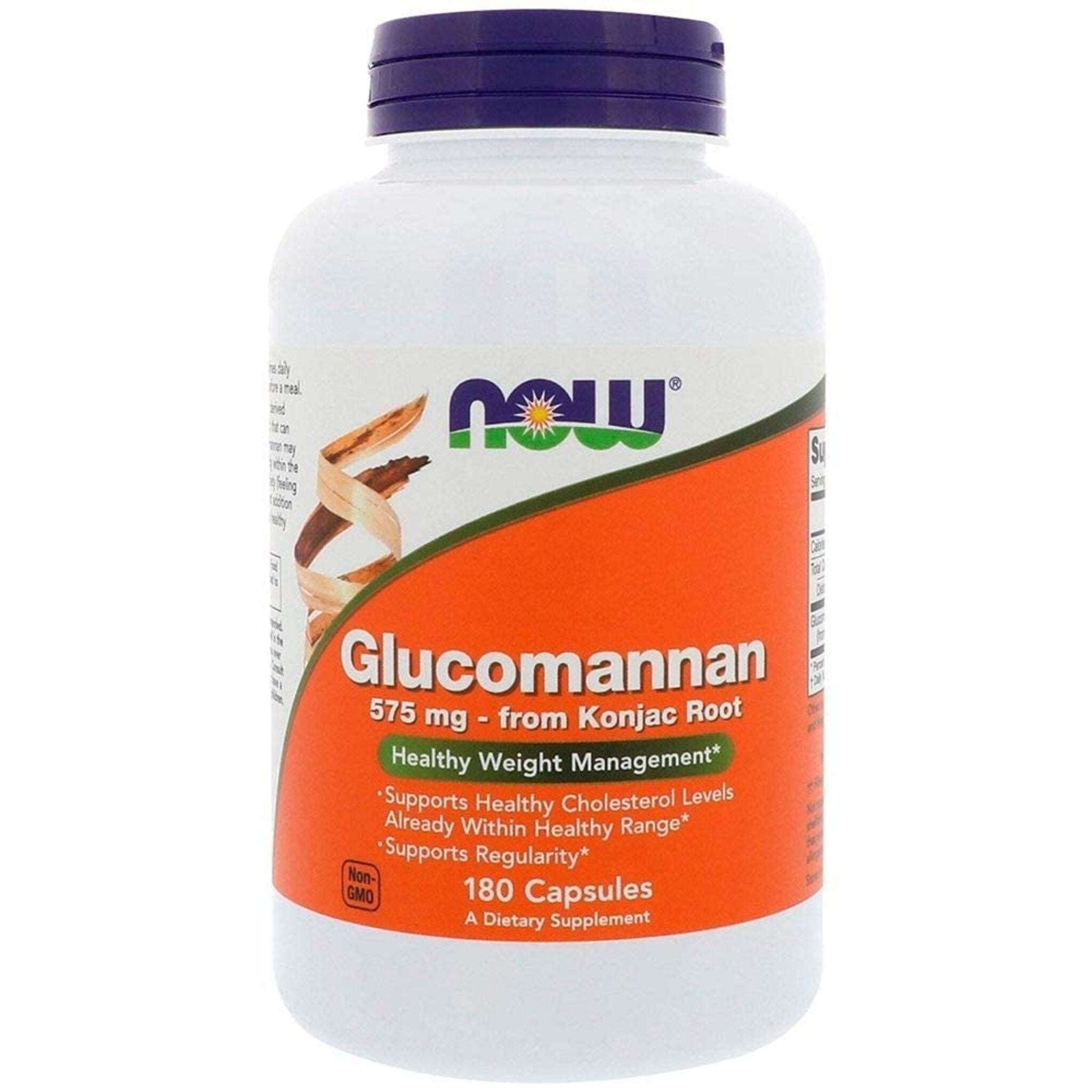 Glucomannan, Now Foods, Glucomannan 575mg-Din Radacina de Konjac, 180caps