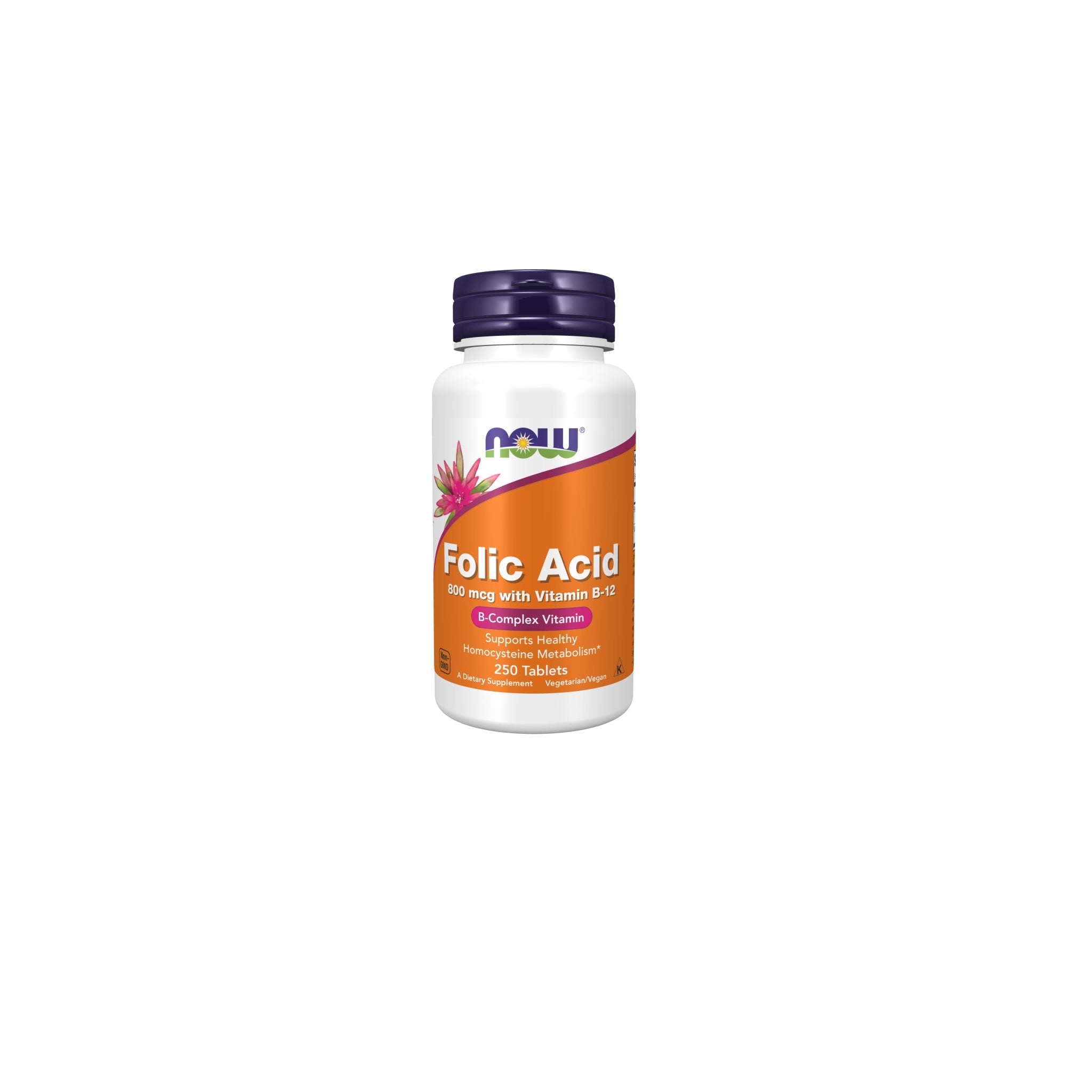 Black Friday - Reduceri NOW Acid Folic 800 MCG cu Vitamina B12 250 Tablete Promotie