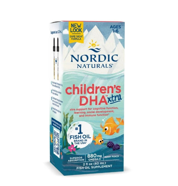 Omega 3 pentru copii, Nordic Naturals, Children's DHA Xtra 880mg 1-6ani, 60ml - gym-stack.ro
