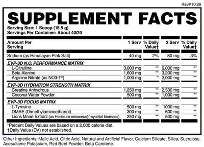 Pre-antrenament, Evogen, EVP 3D fara cafeina, 20/40 serviri - gym-stack.ro