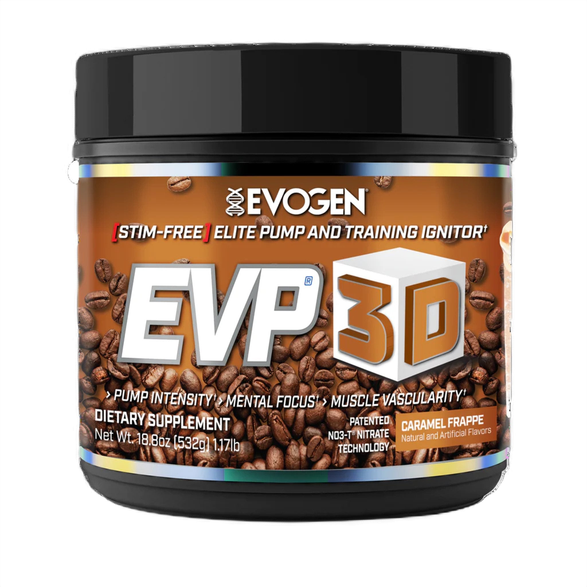 Black Friday - Reduceri Pre-Workout fara cafeina, Evogen EVP 3D, Caramel Frappe, 532g Promotie