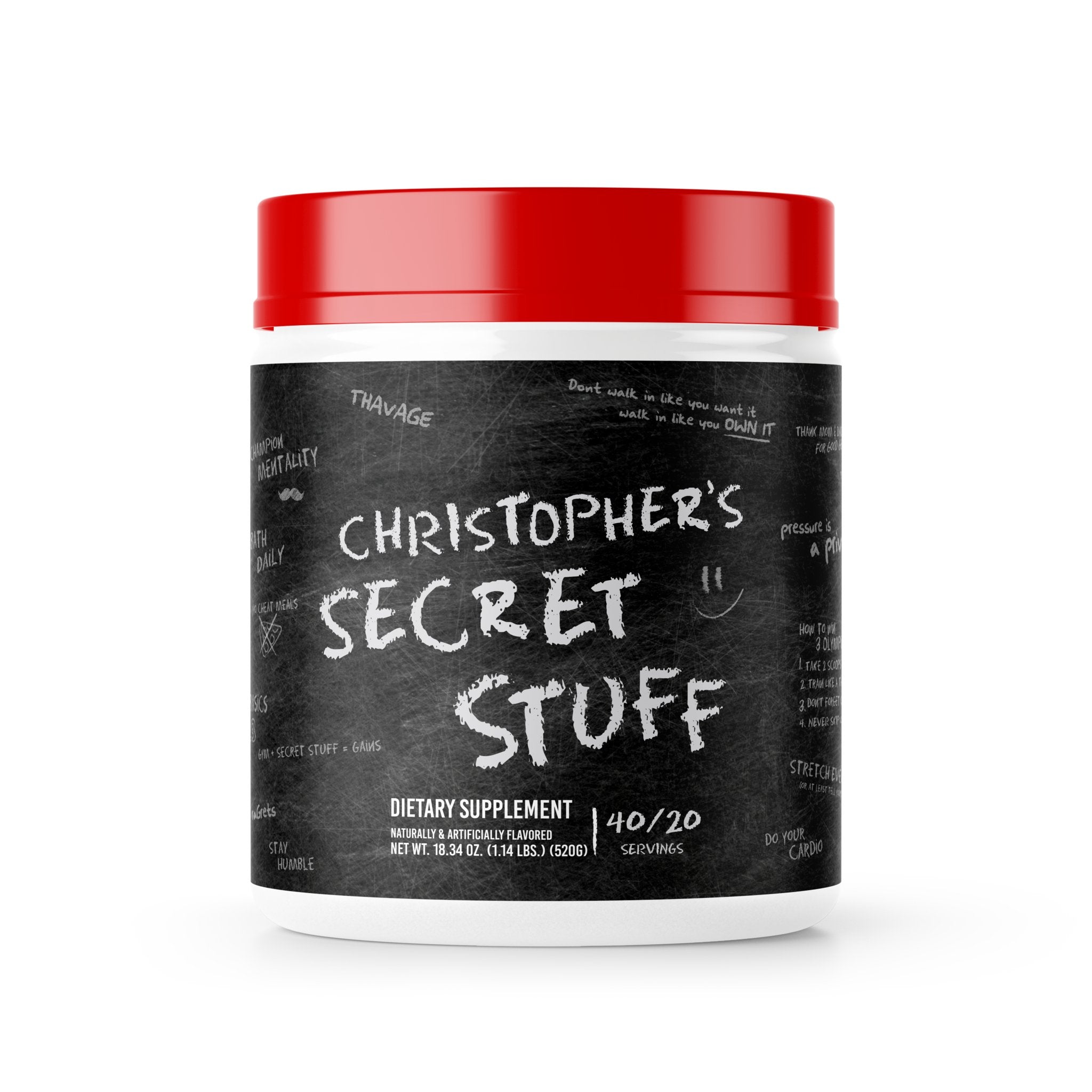 Black Friday - Reduceri Pre-Workout, RAW Nutrition, CBUM Series, Christopher's Secret Stuff Pre-Workout, 520g Promotie