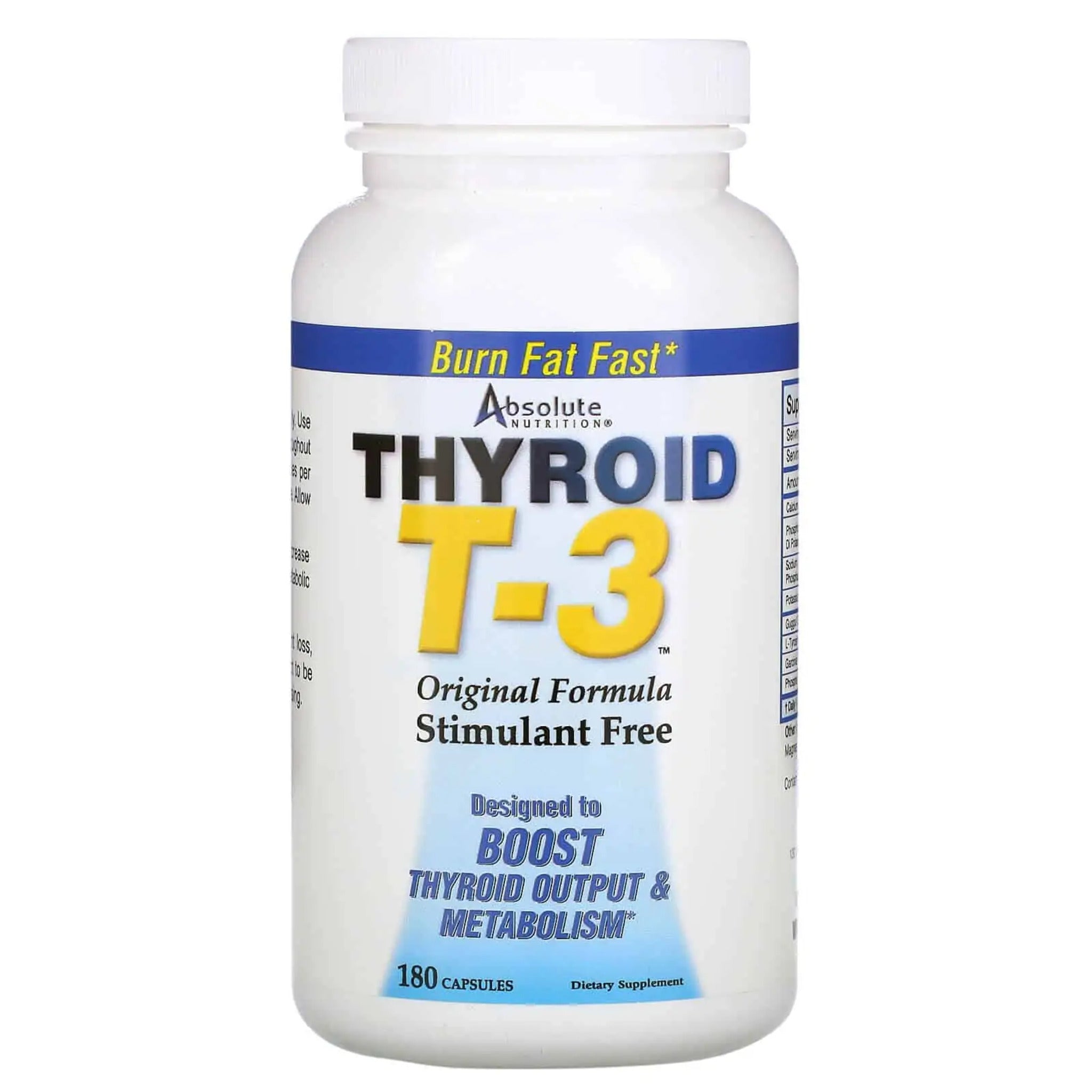 Black Friday - Reduceri Tiroida T-3, Thyroid T-3, Absolute Nutrition, 180 caps Promotie