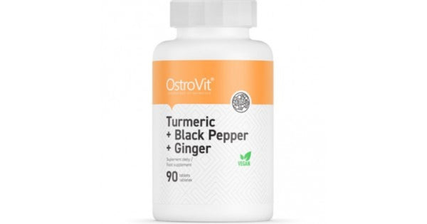 Turmeric + Piper Negru + Ghimbir, OstroVit Turmeric + Black Pepper + Ginger 90 tabs - gym-stack.ro