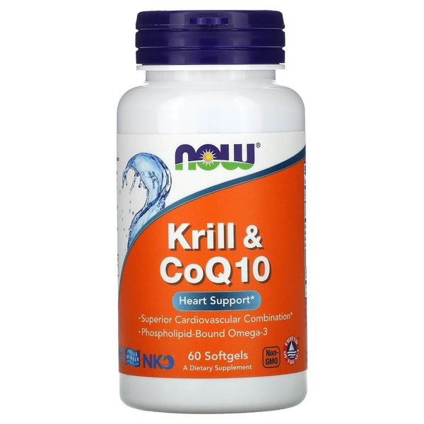 Ulei de Krill cu Coenzima Q10, Now Foods, Krill & CoQ10, 60softgels - gym-stack.ro