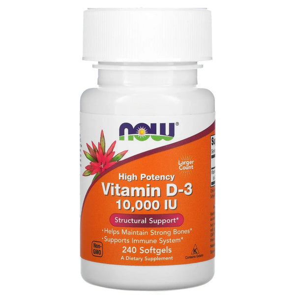 Vitamina D3, Now Foods, Vitamin D-3, 10.000 IU, 240 Softgels - gym-stack.ro