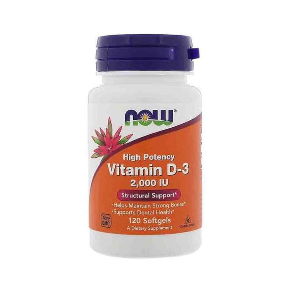 Vitamina D3, Now Foods, Vitamin D-3, 2000 IU, 120caps - gym-stack.ro