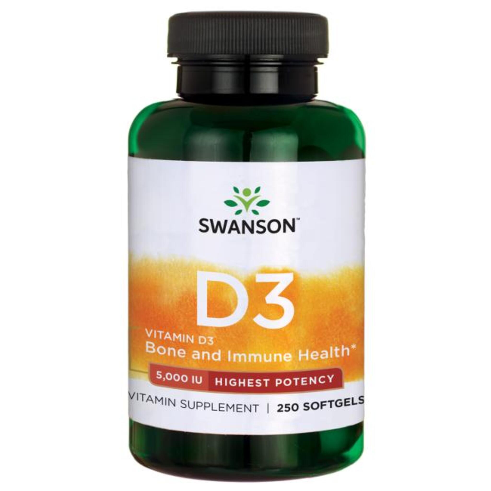 Black Friday - Reduceri Vitamina D3, Swanson, Vitamin D3 5000 IU, 250 softgels Promotie